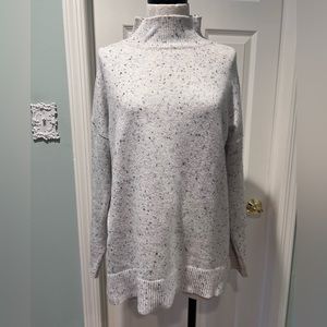 loft turtleneck sweater Women’s Medium Cotton White Speckled Winter